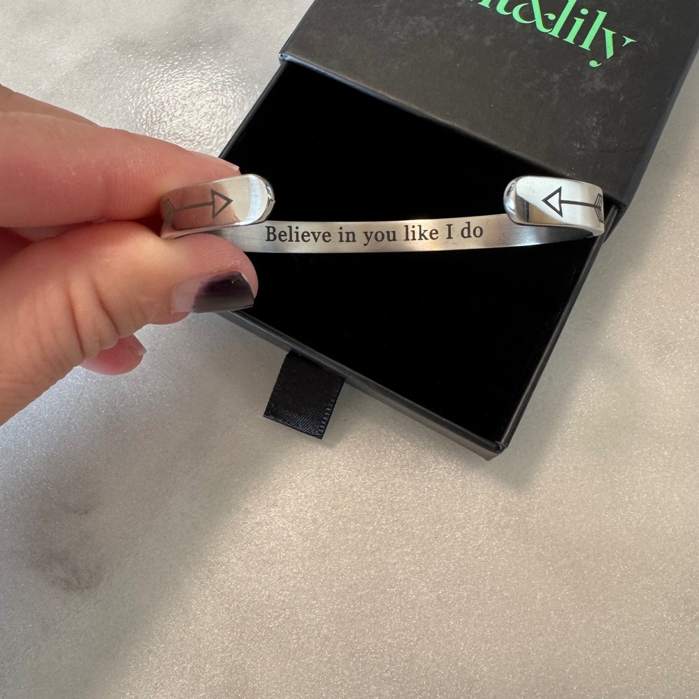 Mint & Lily Believe In You Arrow Cuff Bracelet Silver Tone Jewelry